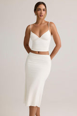 Luella-Modal Ruched Mid-Rise Midaxi Skirt in White