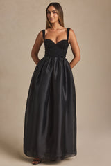 Delancey-Embellished Corset Gown in Black