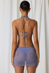 Lagoon-Drawstring Cut-Out Mini Skirt in Lavender Purple