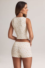 Lene-Modal Ribbed Button-Up Vest Top in Floral Print