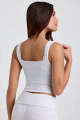 Casta-Ribbed Modal Lace-Trim Tank Top in Grey