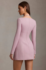 Ksenia-Pinstripe Structured A-Line Mini Dress in Mauve