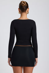 Emry-Modal Ruched Long-Sleeve Top in Black