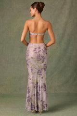 Lucienne-Embellished Cut-Out Fishtail Maxi Dress in Lilac