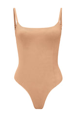 Intimates-Soft Mesh Bodysuit in Warm Peach