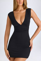 Leya-Modal Ruched A-Line Mini Dress in Black