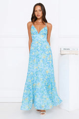 Pretty In Bloom Maxi Dress Blue