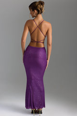 Magdalena-Embellished Cut-Out Maxi Dress in Grape