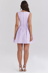 Orchid Pleated Cotton Mini Dress