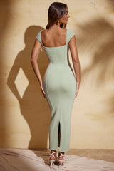 Dolcezza-Sweetheart Neckline Maxi Dress in Sage Green