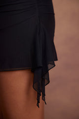 Liliana-Asymmetric Single Sleeve Mini Dress Black