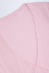 Lou-Pointelle Wrap Crop Top in Baby Pink