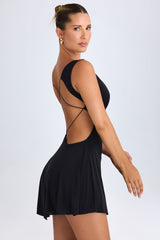 Kalista-Plunge Cut-Out Mini Dress in Black