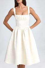 Marguerite-Draped Corset Midaxi Dress in Ivory