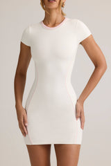 Jazlyn-Modal Short-Sleeve Bodycon Mini Dress in White