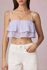 Lacie-Ruffled Cropped Camisole Top in Lilac