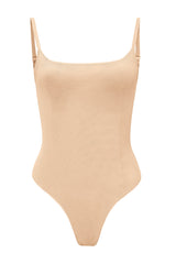 Intimates-Soft Mesh Bodysuit in Beige