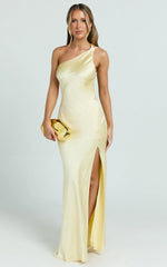 Zahra Maxi Dress - One Shoulder Tie Back Dress in Lemon