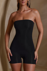 Jalen-Bandeau Neckline Short Unitard in Black