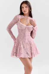 Perfectly Pink Lace Mini Dress