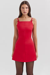 Scarlet Square Neck A-Line Mini Dress