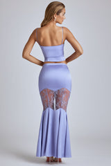 Sofie-Lace Panel Fishtail Gown Skirt in Blue Lavender