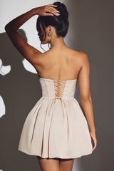 Emeline-Corset Tulle Mini Dress in Ivory