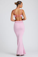 Bella-Contrast Binding Cut Out Evening Gown in Soft Pink