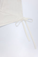 Lou-Pointelle Wrap Crop Top in White