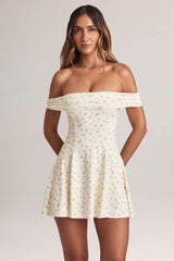 Jaida-Modal Off-Shoulder A-Line Mini Dress in Floral Print