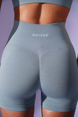 High Waist Define Luxe Mini Shorts in Slate Blue