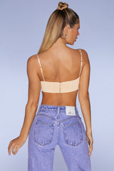 La Rochelle-Embellished Strap Crop Top in Sand