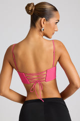 Syrene-Embellished Heart Detail Crop Top in Magenta