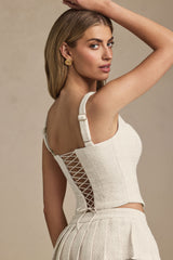 Nami-Lace-Up Corset Top in Ivory