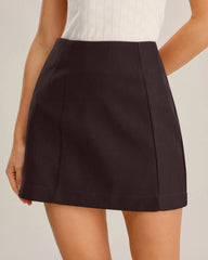 Coffee Natural Waisted A-Line Mini Skirt