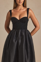 Delancey-Embellished Corset Gown in Black