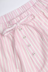 Lariana-Mid-Rise Cotton-Poplin Shorts in Pink Stripe