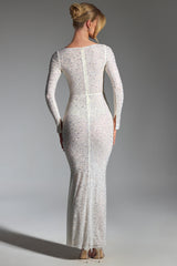Cassiopeia-Embellished Fishtail Maxi Dress in White