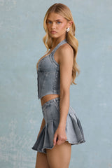Lotta-Halterneck Corset Top in Light Blue