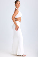 Zweena-Hardware-Detail Mid-Rise Maxi Skirt in White