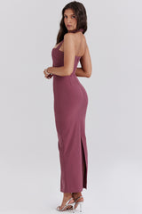 Mulberry Twill Halter Maxi Dress