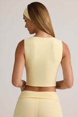 Lene-Modal Ribbed Button-Up Vest Top in ButterCream Yellow