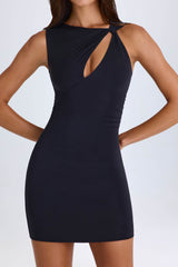 Parina-Twisted Cut-Out Mini Dress in Black