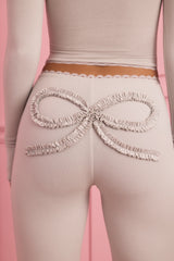 Lulu-Lace-Trim Appliqué Pyjama Trousers in Cloud Grey