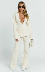 Melissa Blazer - V Neck Tulip Hem Blazer in Cream