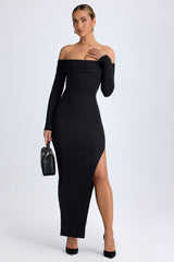 Honora-Modal Off-Shoulder Open-Back Maxi Dress in Black