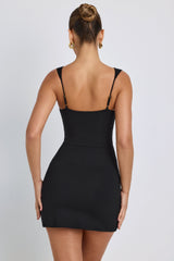 Dove-Modal Sweetheart Neckline A-Line Mini Dress in Black