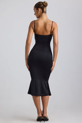Julane-Slinky Jersey Ruched Cut-Out Midaxi Dress in Black