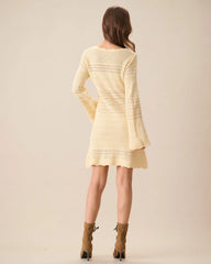 Women's Apricot Cutout Knitted Sweater Dress