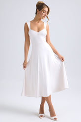 Thandie-Sweetheart-Neck Ruched Midaxi Dress in Ivory